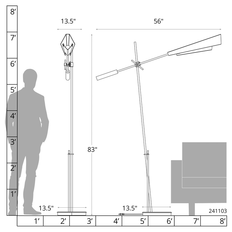 Vertex Floor Lamp Vintage Platinum Modern Brass
