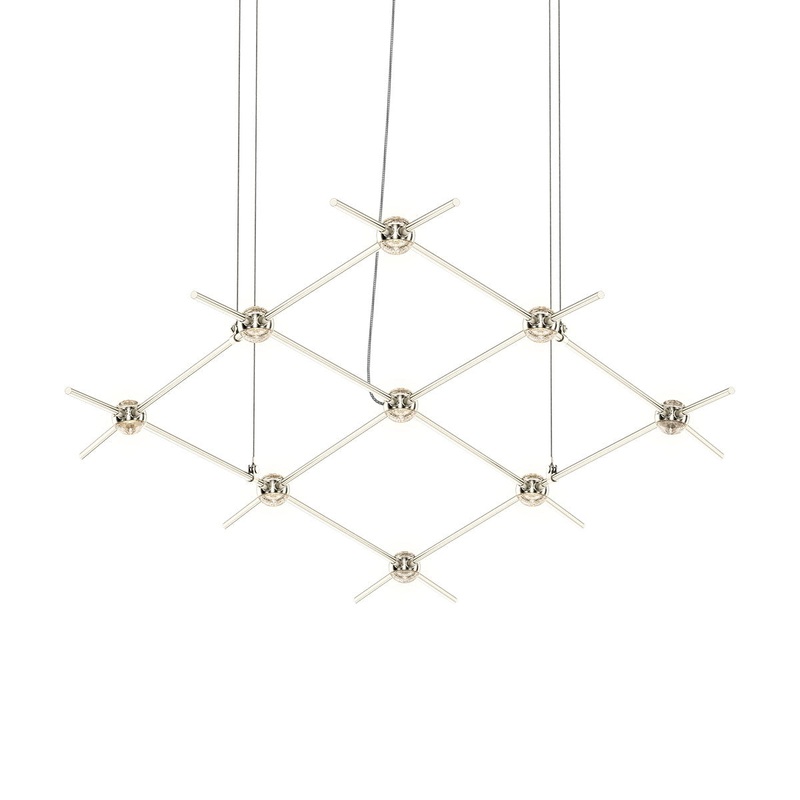 Constellation Aquarius Minor Satin Nickel with Clear Faceted Acrylic 3000K 10′ Adjustable Cord/Cable