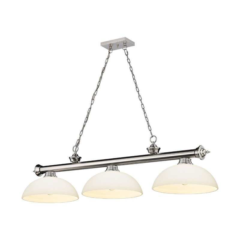 Cordon 3-Light Billiard Brushed Nickel Dome Matte Opal Glass