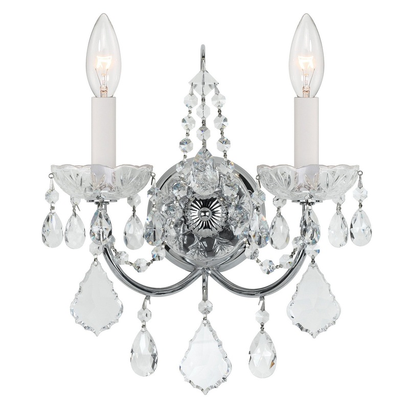 Crystorama 3222-CH-CL-MWP Imperial Two Light Wall Sconce Polished Chrome