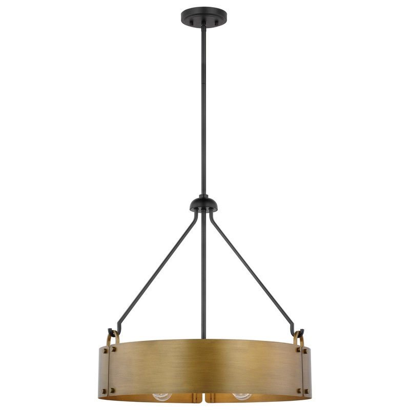 Four Light Pendant from the Halter Collection in Matte Black/Natural Brass Finish by Nuvo Lighting