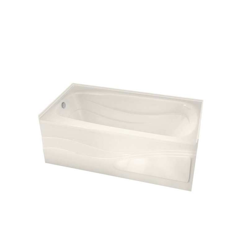 MAAX 102205-R-103-007 Tenderness 6042 Acrylic Alcove Right-Hand Drain Aeroeffect Bathtub in Biscuit