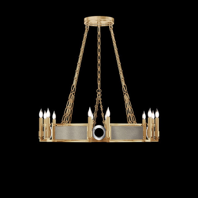 Mirage 35.75″W Round Chandelier Gold Leaf/Nickel/Coco