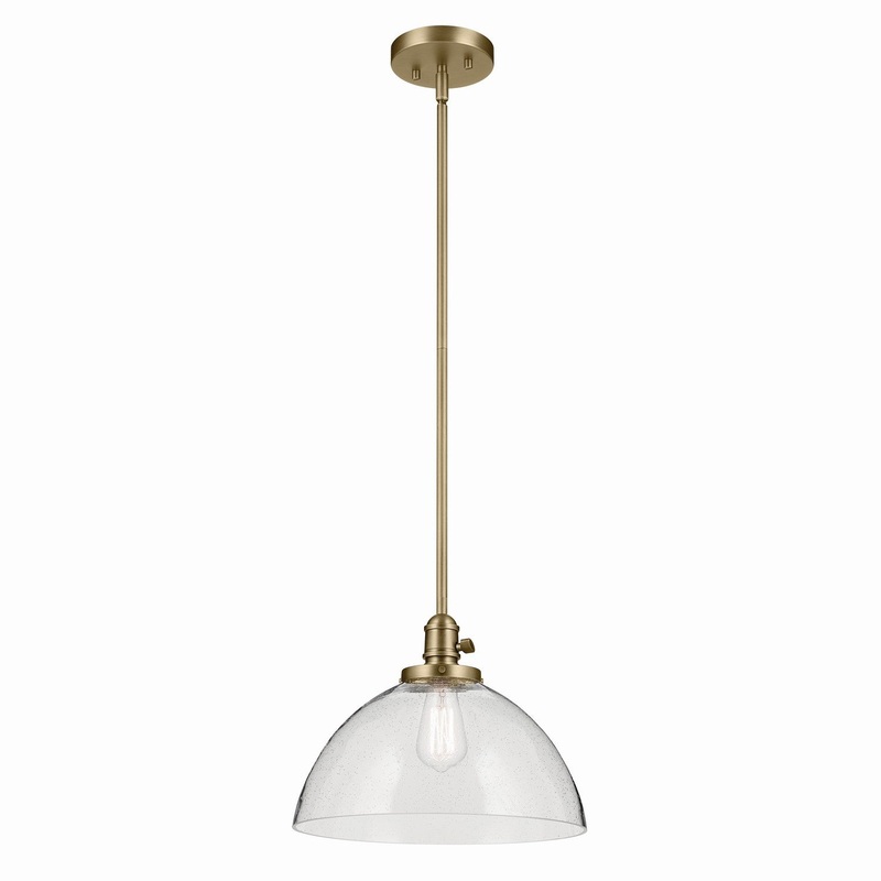 One Light Pendant from the Avery Collection in Natural Brass Finish by Kichler