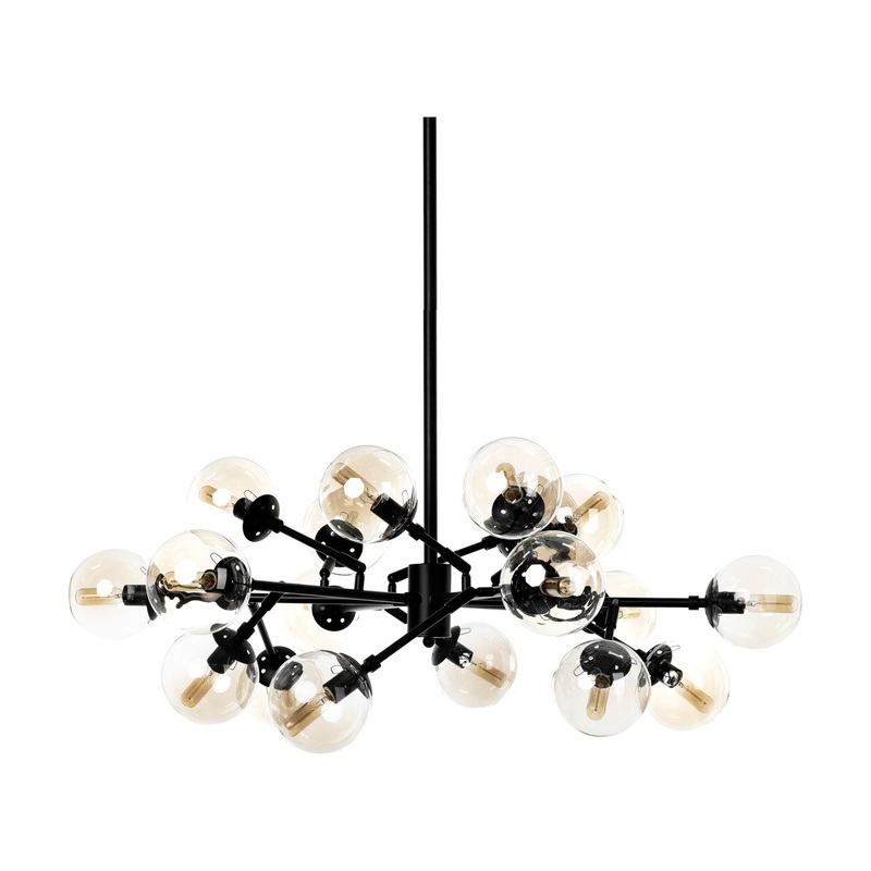 Rudyard Chandelier Black Metal | Glass Globe