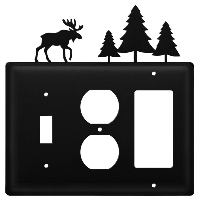 Village Wrought Iron ESOG-22 Triple Moose & Pine Trees Single Switch Outlet and GFI Cover CUSTOM Product