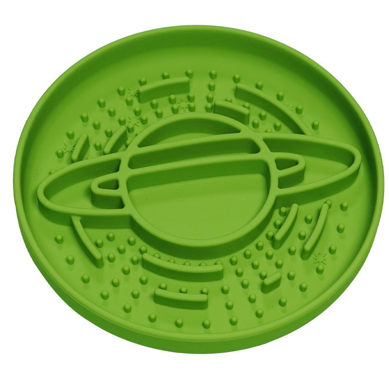 Green Silicone Planet Slow Feeder Dog Bowl – 2-in-1 Anti-Choke Lick Mat for Healthy Eating & Fun