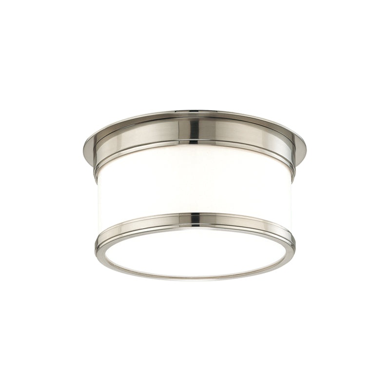 One Light Flush Mount from the Geneva Collection in Satin Nickel Finish by Hudson Valley