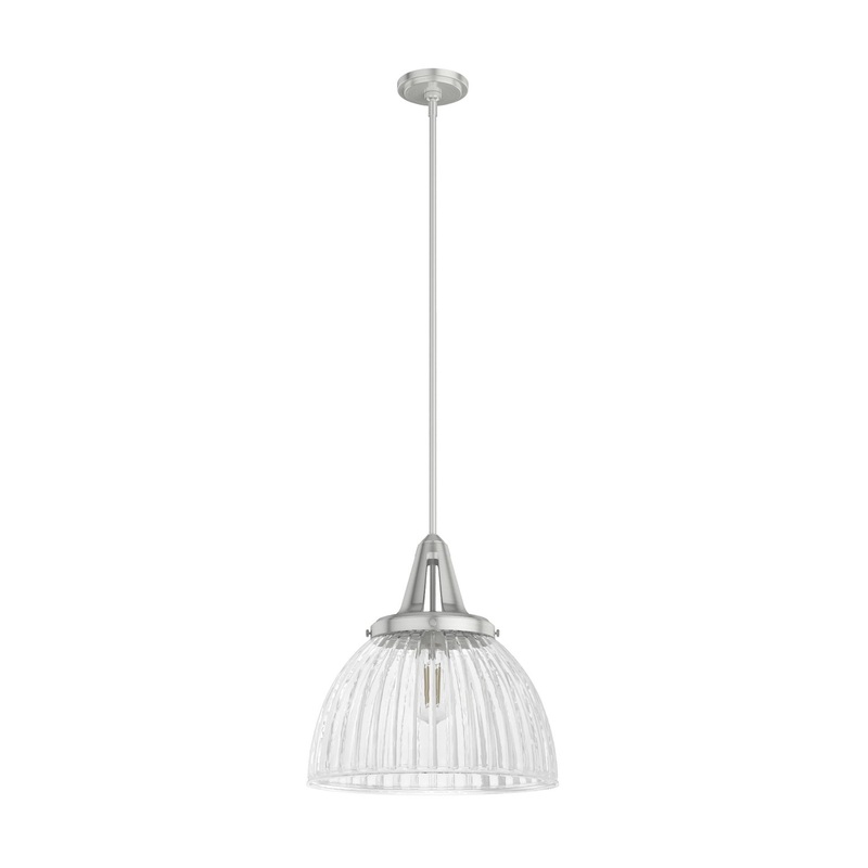 One Light Pendant from the Cypress Grove Collection in Brushed Nickel Finish by Hunter
