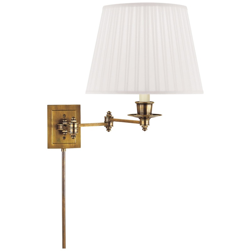 One Light Swing Arm Wall Lamp from the Swing Arm Sconce Collection in Hand-Rubbed Antique Brass Finish by Visual Comfort Signature
