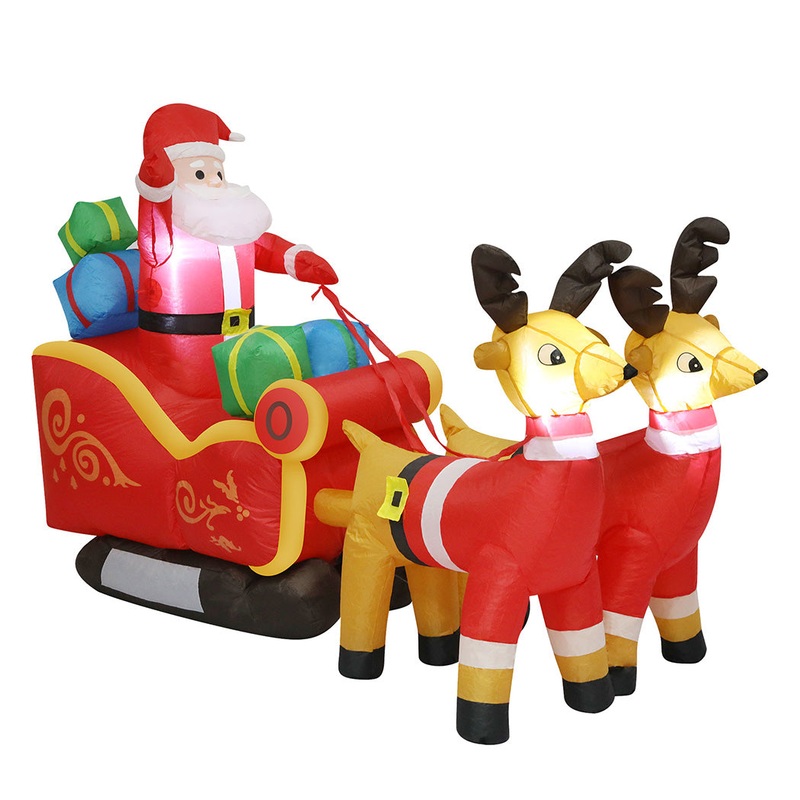 Santaco LED Inflatable Santa Sleigh Reindeer 2.2M
