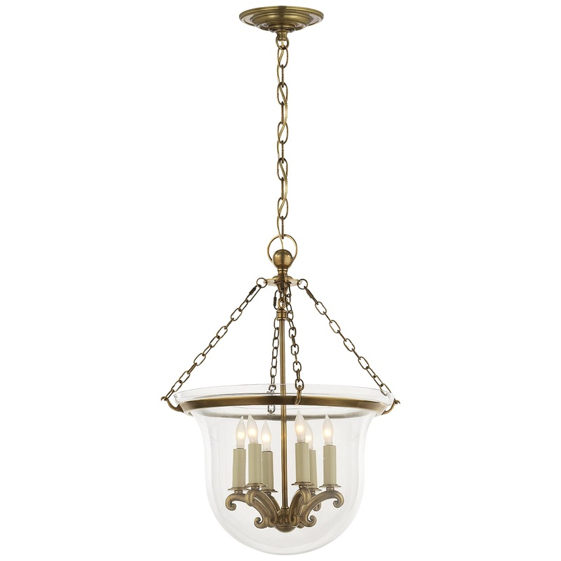 Six Light Lantern from the Country Bell Jar Collection in Antique-Burnished Brass Finish by Visual Comfort Signature