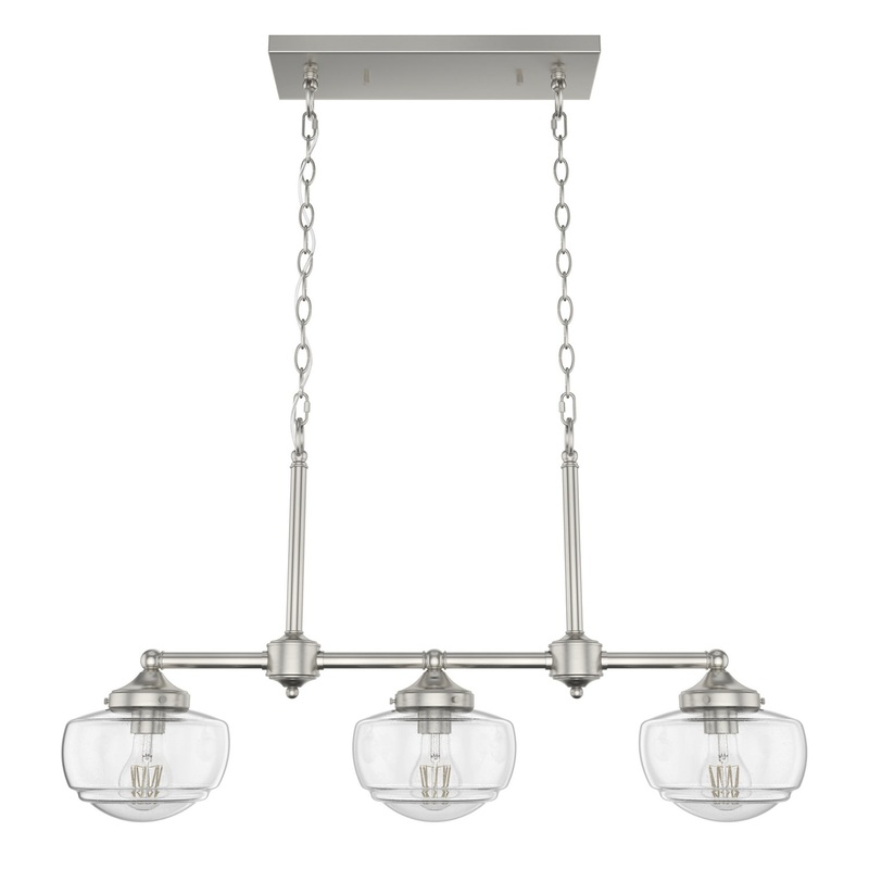 Three Light Linear Chandelier from the Saddle Creek Collection in Brushed Nickel Finish by Hunter