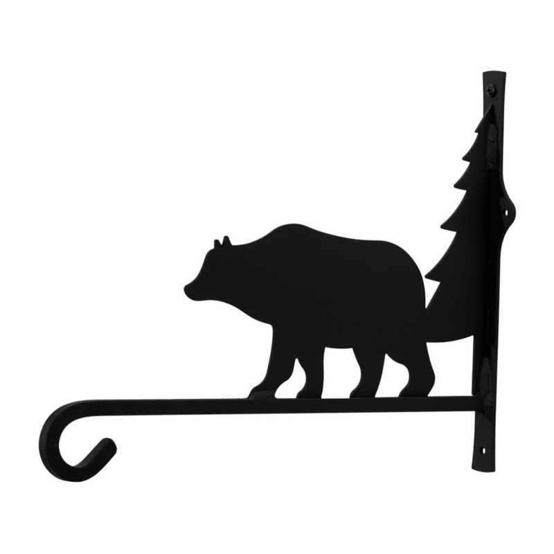 Village Wrought Iron PHD-83-12 Plant Hanger Bear & Tree 12 Inch