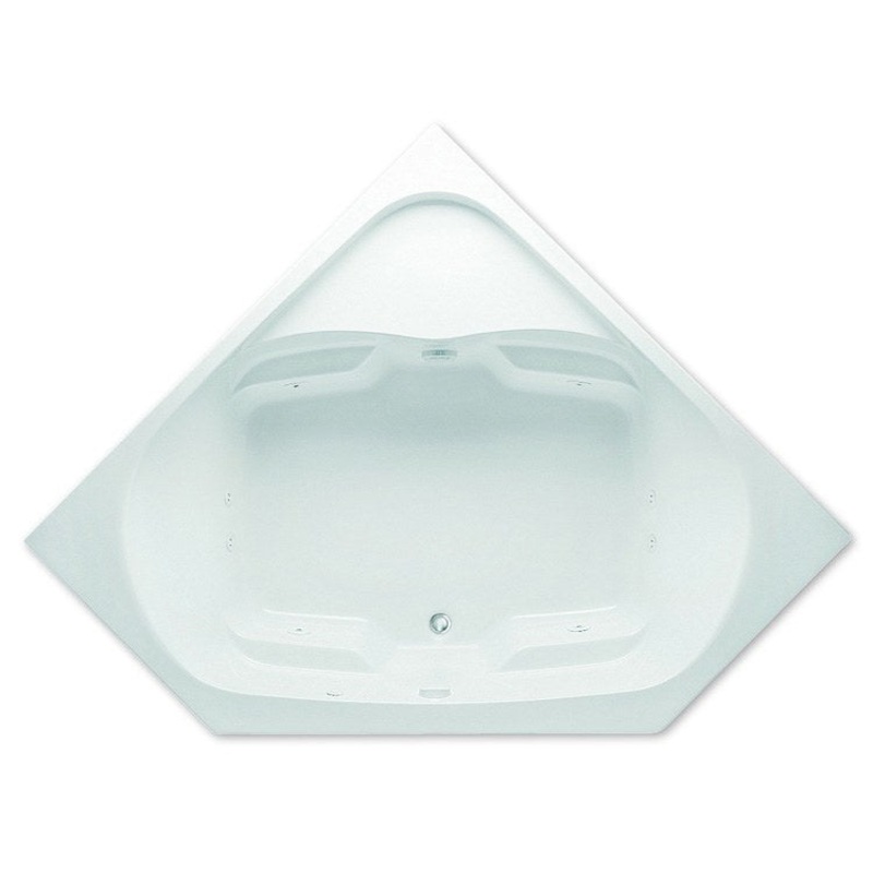 Whirlpool Tub Front Drain White Corner 6 Jet 90 Gallons 60 x 60 x 22 Inch