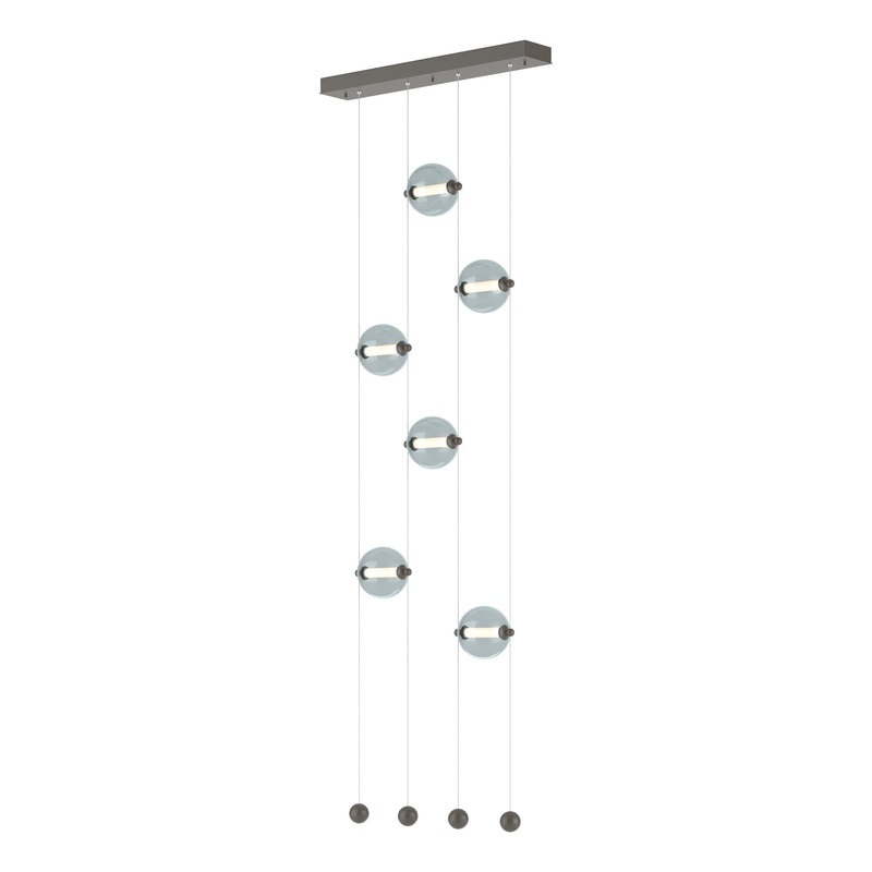 Abacus 6-Light Ceiling-to-Floor LED Pendant Dark Smoke Cool Grey Glass (YL)