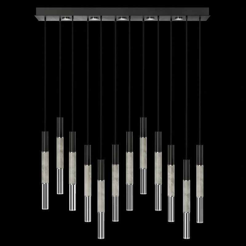 Antonia 61″W Rectangular Pendant Black/Nickel/Smoke