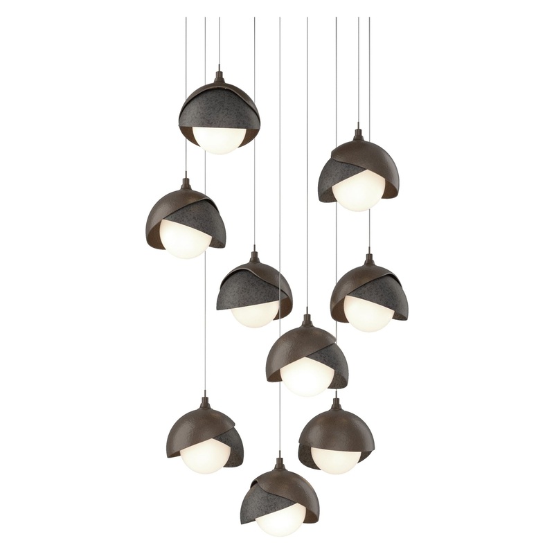 Brooklyn 9-Light Double Shade Pendant Bronze Natural Iron