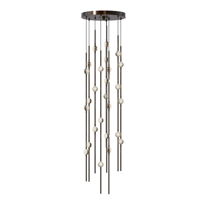Constellation Andromeda Short 12″ Round LED Pendant Espresso Black with Clear Faceted Acrylic 3000K 10′ Adjustable Cord
