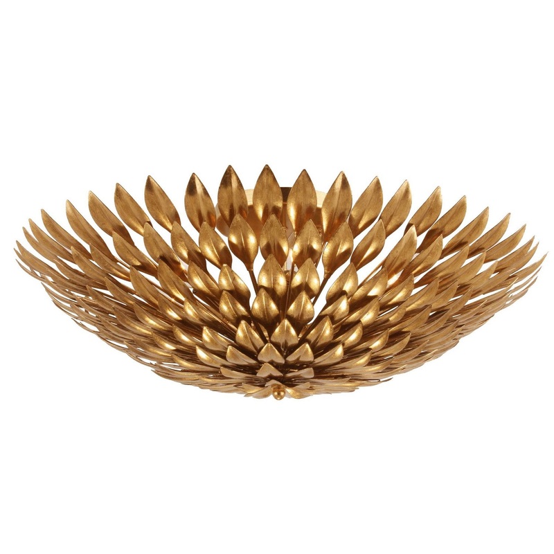 Crystorama 507-GA Broche Six Light Flush Mount Antique Gold