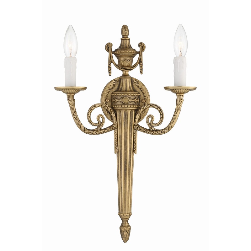 Crystorama 662-MB Cast Brass Wall Mount Two Light Wall Sconce Matte Brass
