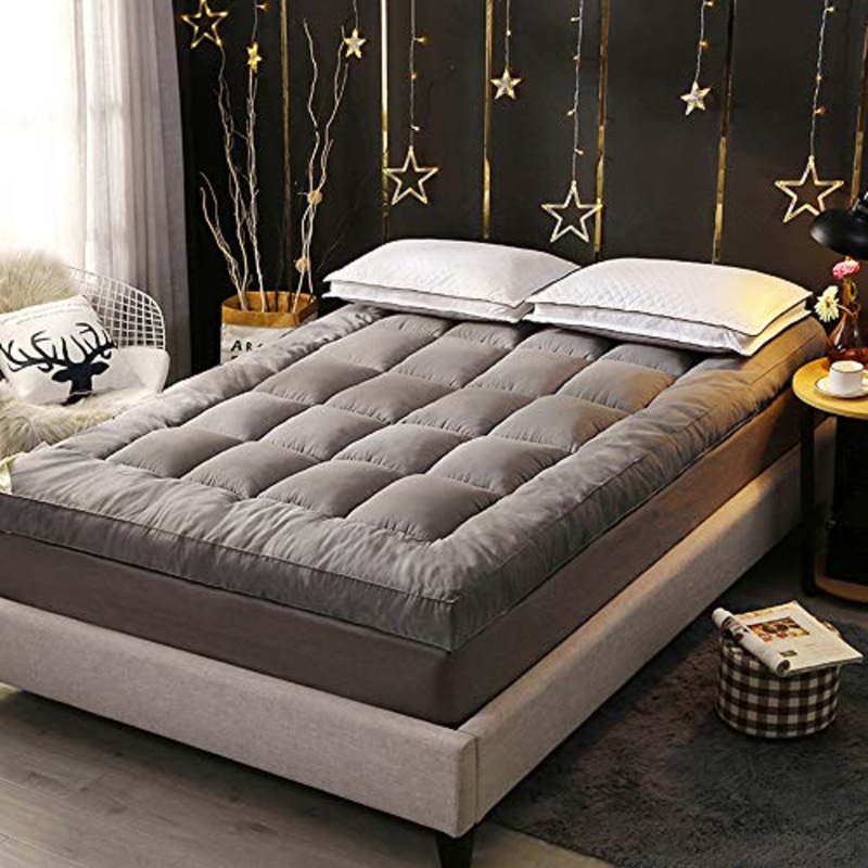 Futon – Materassino pieghevole in tinta unita Tatami, per letto singolo, matrimoniale, tiene caldo in inverno, morbido tappetino dormitorio, per studenti, singolo, matrimoniale, grigio, 100 x 200 cm