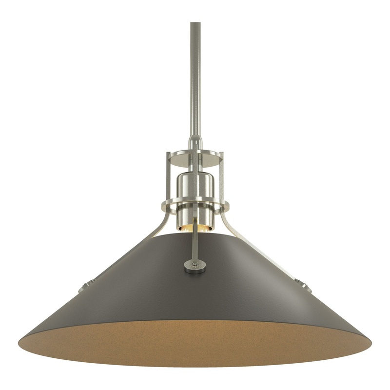 Henry Medium Steel Shade Pendant Sterling Black