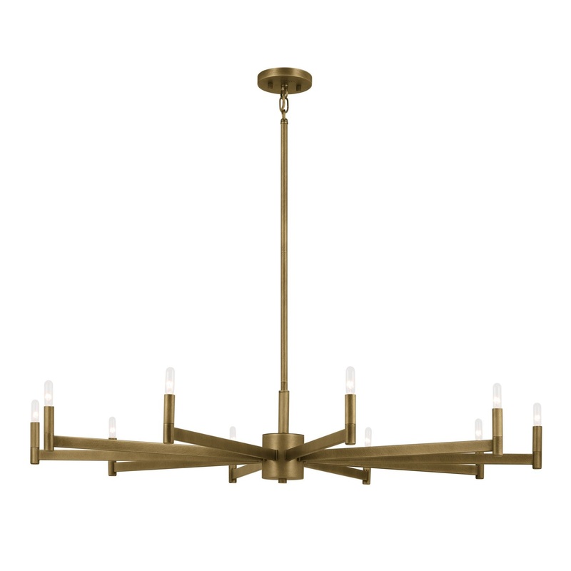 Kichler 52613NBR Ten Light Chandelier, Natural Brass