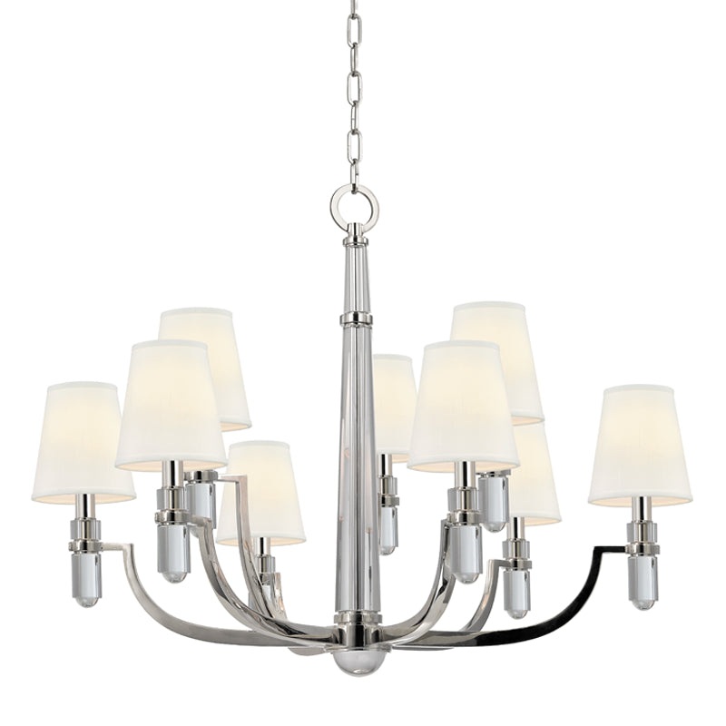 Nine Light Chandelier from the Dayton Collection in Polished Nickel Finish by Hudson Valley
