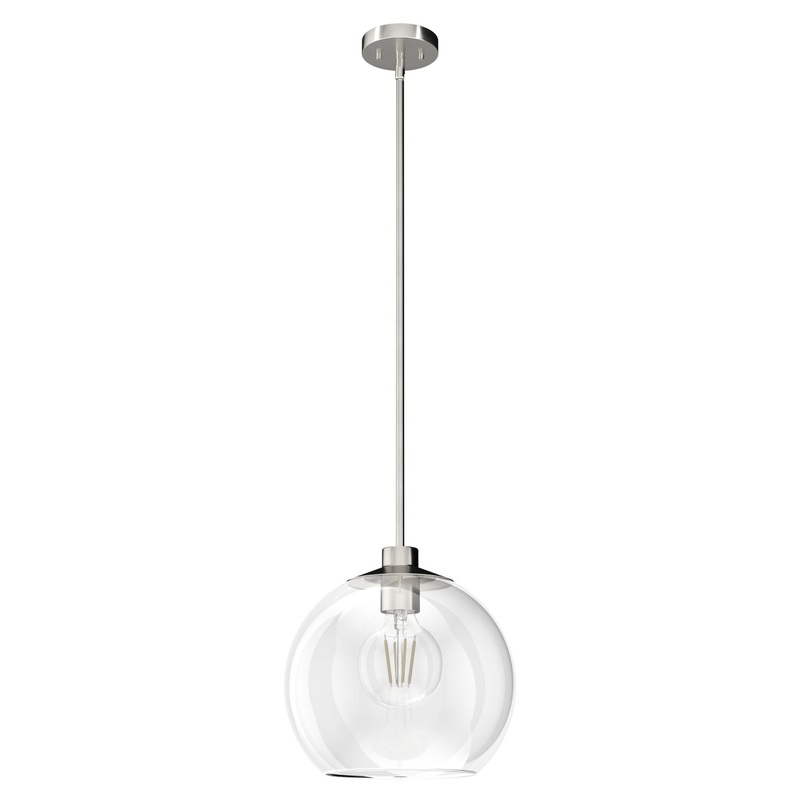 One Light Pendant from the Xidane Collection in Brushed Nickel Finish by Hunter