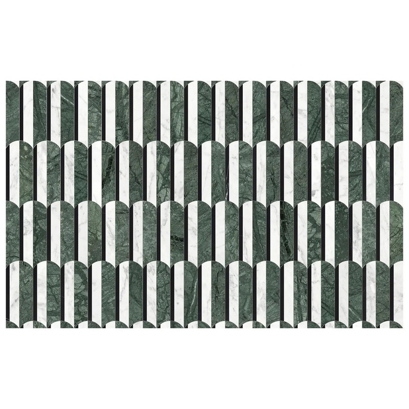 Utopio Hydros Pine Polished Natural Stone Waterjet Mosaic