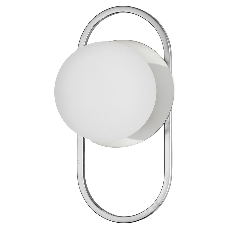 Burlat 1-Light Wall Sconce Polished Chrome with White Opal Glass