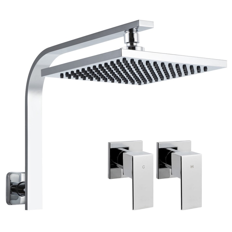 Cefito 8” Rain Shower Head Wall Arm Square High Pressure Twins Tap Chrome