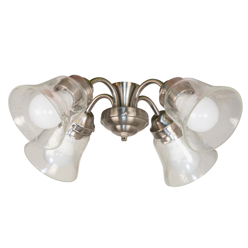 Craftmade LK425391-BNK-LED 4 Light Fitter and Glass LED Fan Light Kit Brushed Polished Nickel (Discontinued)