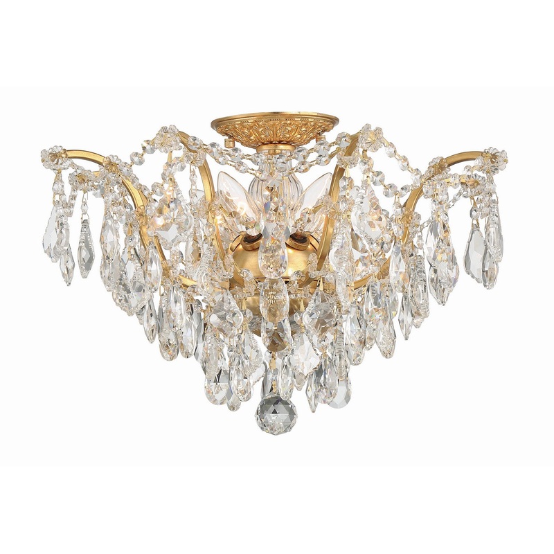 Crystorama 4457-GA-CL-SAQ Filmore Five Light Flush Mount Antique Gold