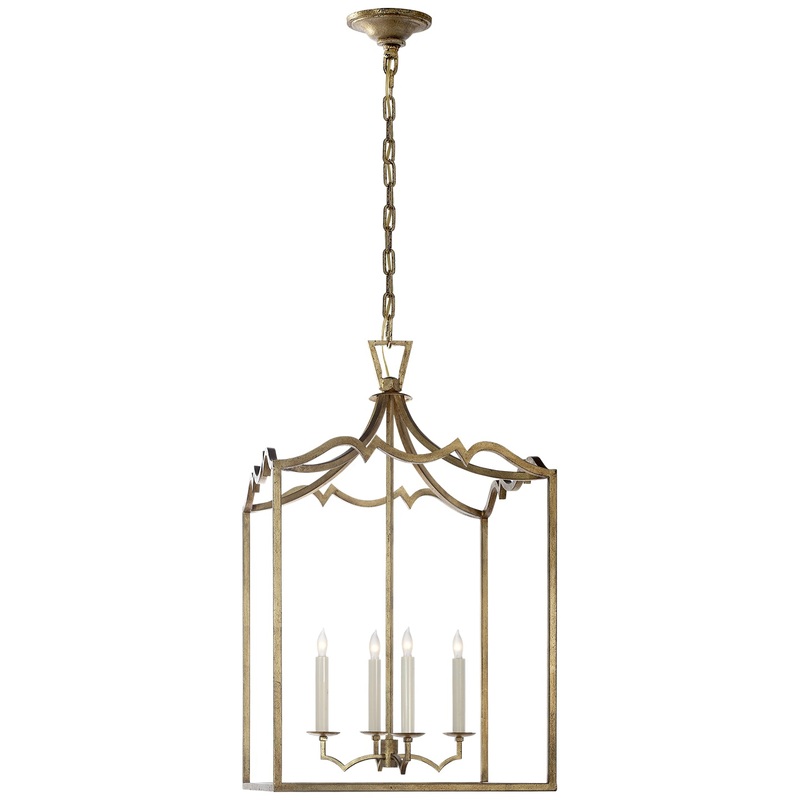 Four Light Lantern from the Darlana Fancy Collection in Gilded Iron Finish by Visual Comfort Signature