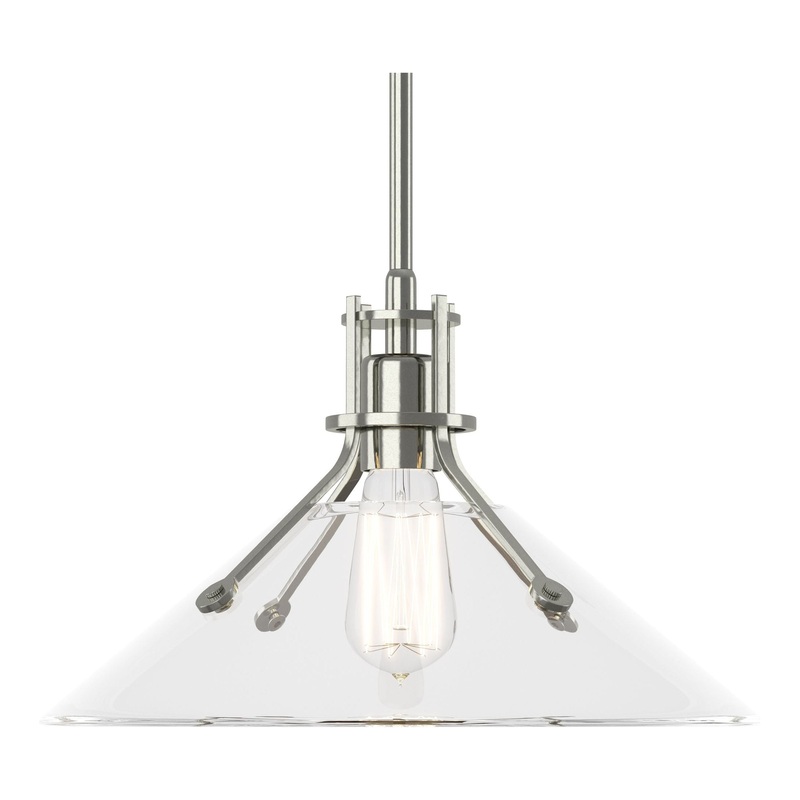 Henry Medium Glass Shade Pendant Sterling Clear Glass (ZM)