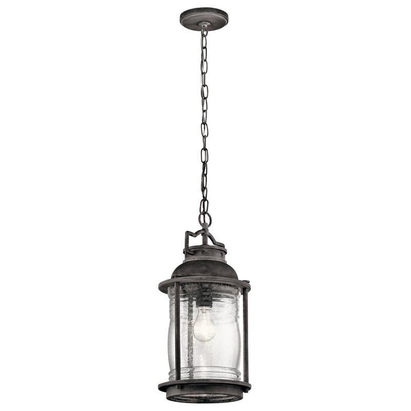 Kichler 49572WZC One Light Outdoor Pendant, Weathered Zinc