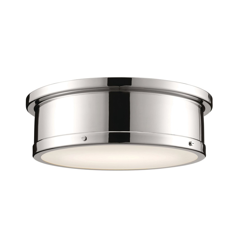 Kichler 52541PN Three Light Flush Mount, Polished Nickel