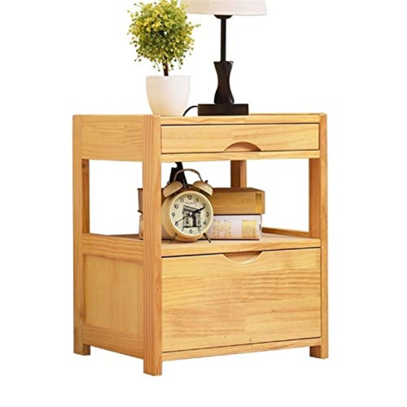 LICHUAN Semplice Comodino Comodino Comodino con 2 cassetti e stoccaggio Scaffale Laterale tavolino Quadrato Armadio Armadio Armadio per Camera da Letto