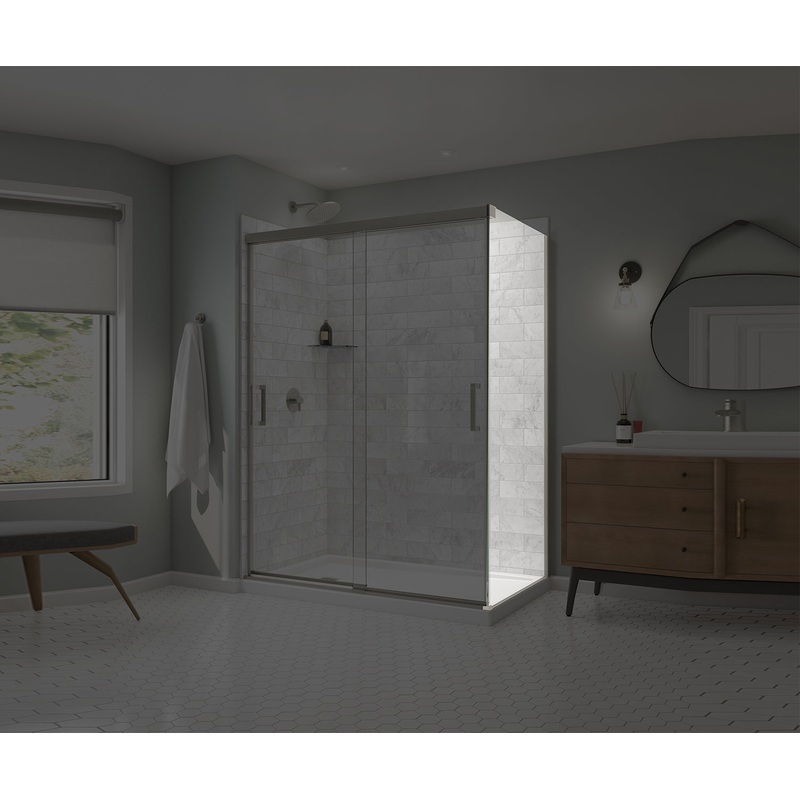 MAAX 136561-900-305-000 Incognito 76 Return Panel for 36 in. Base with Clear glass in Brushed Nickel