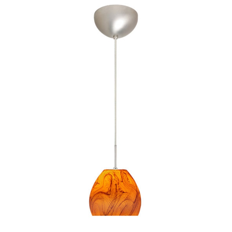 One Light Pendant from the Bolla Collection in Satin Nickel Finish by Besa