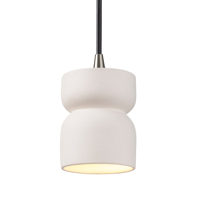 One Light Pendant from the Radiance Collection in Bisque Finish by Justice Designs