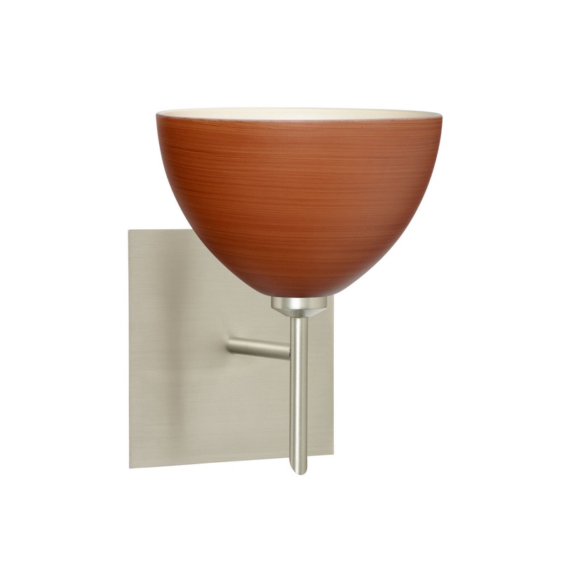 One Light Wall Sconce from the Brella Collection in Satin Nickel Finish by Besa