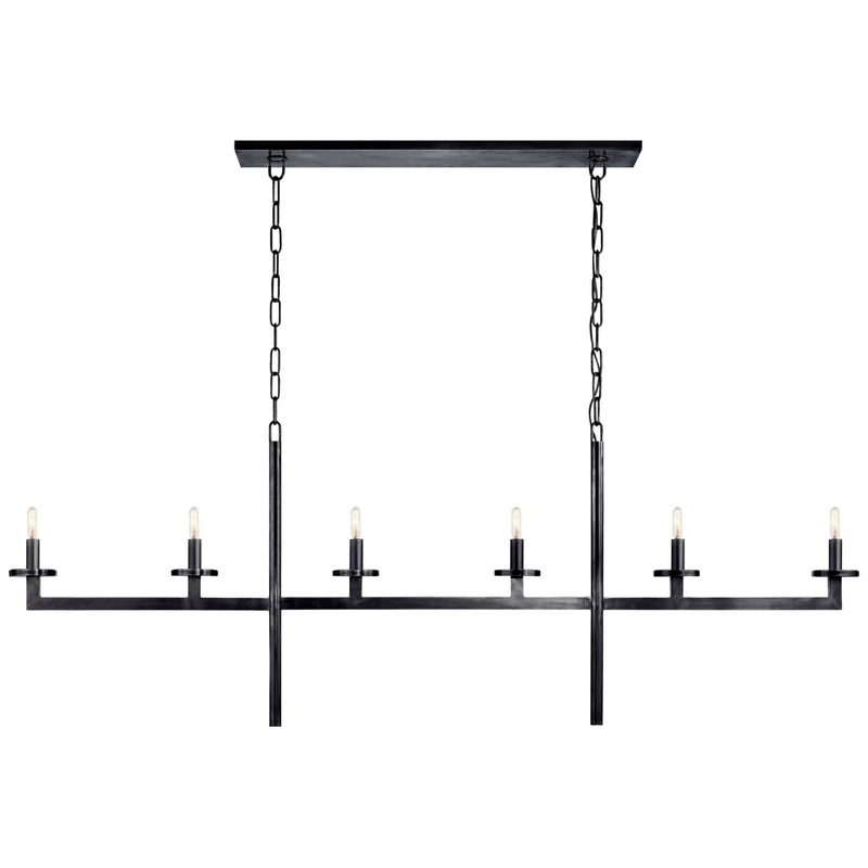 Six Light Linear Chandelier from the Liaison Collection in Bronze Finish by Visual Comfort Signature