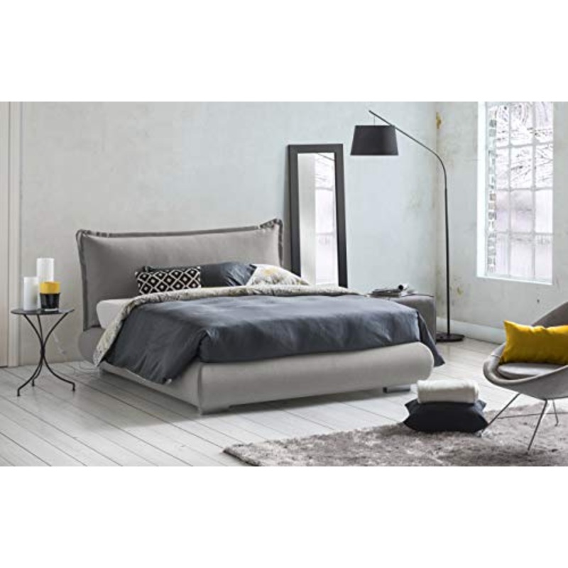 Talamo Italia Letto contenitore Matrimoniale Teresa, Made in Italy, Letto con rivestimento e testata in tessuto, Apertura frontale, adatto per materasso 160×190 cm, Grigio