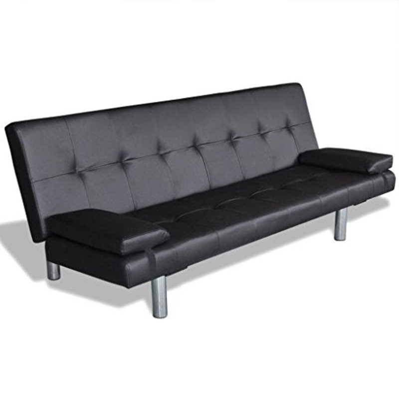 vidaXL Divano Letto e 2 Cuscini Pelle Artificiale Regolabile Nero Sof Salotto