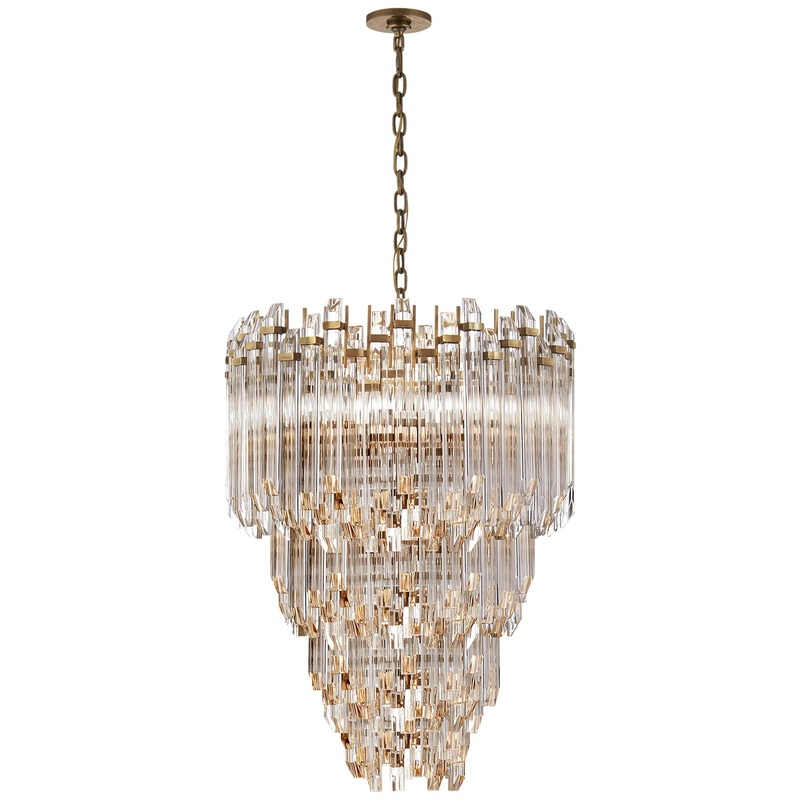 12 Light Chandelier from the Adele Collection in Hand-Rubbed Antique Brass With Clear Acrylic Finish by Visual Comfort Signature