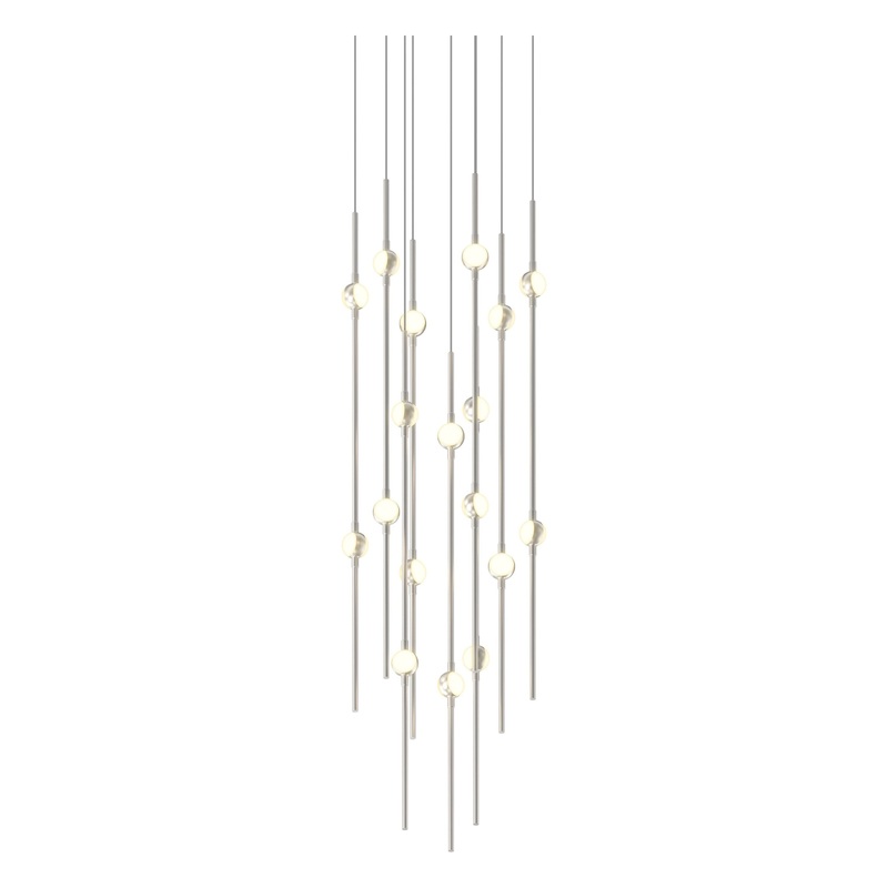 Aries 12″ Round LED Pendant Satin Nickel with White Optical Acrylic 2700K 20′ Adjustable Cord
