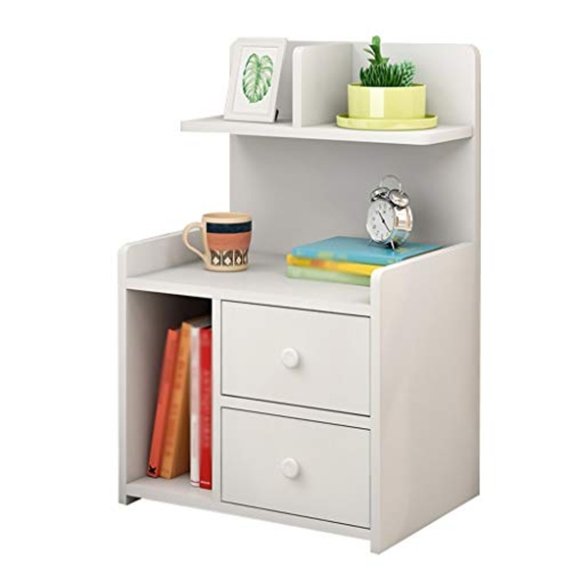 Comodino Bagno Camera Locker Bianco Doppio pompaggio Piccolo Studio Soggiorno Corridoio Addensare di Legno Solido della Famiglia 40X24X60cm FANJIANI